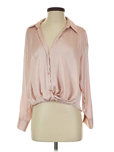 Pre-owned Zara Long Sleeve Blouse In Tan