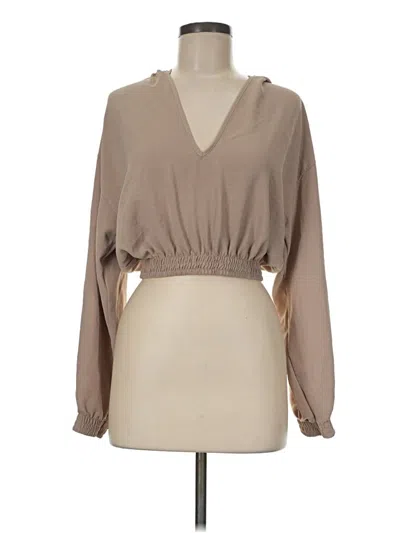 Pre-owned Zara Long Sleeve Blouse In Tan