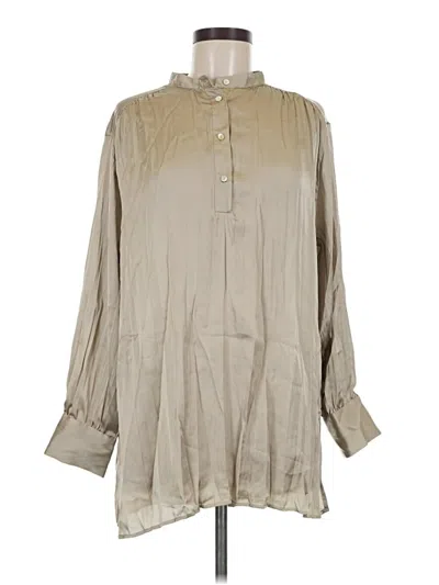 Pre-owned Zara Long Sleeve Blouse In Tan