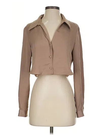 Pre-owned Zara Long Sleeve Blouse In Tan