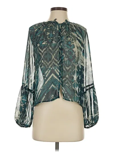 Pre-owned Zara Long Sleeve Blouse In Teal