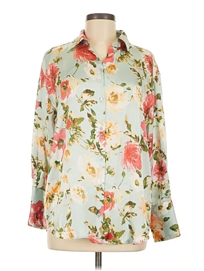 Pre-owned Zara Long Sleeve Blouse In Teal