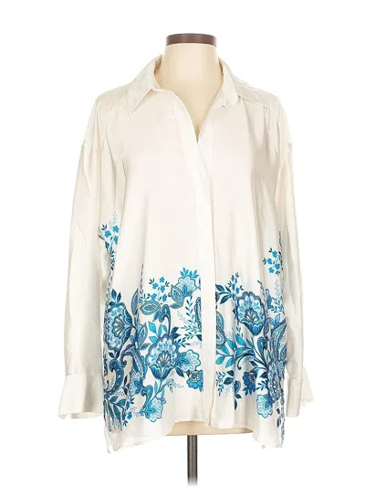 Pre-owned Zara Long Sleeve Blouse In White