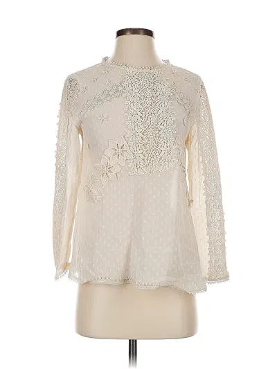Pre-owned Zara Long Sleeve Blouse In White