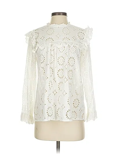 Pre-owned Zara Long Sleeve Blouse In White