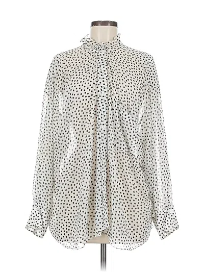 Pre-owned Zara Long Sleeve Blouse In White