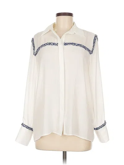 Pre-owned Zara Long Sleeve Blouse In White