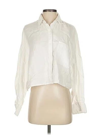 Pre-owned Zara Long Sleeve Blouse In White