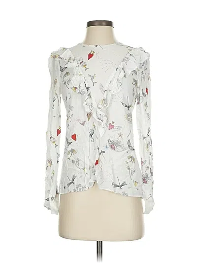 Pre-owned Zara Long Sleeve Blouse In White