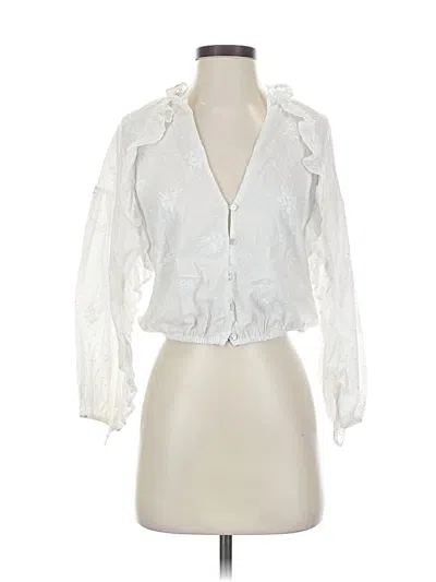 Pre-owned Zara Long Sleeve Blouse In White