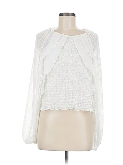 Pre-owned Zara Long Sleeve Blouse In White