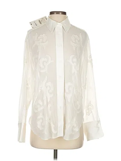 Pre-owned Zara Long Sleeve Blouse In White