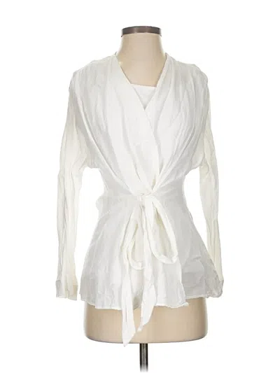 Pre-owned Zara Long Sleeve Blouse In White
