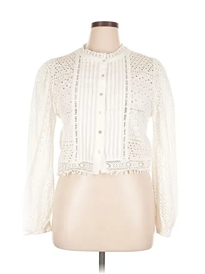 Pre-owned Zara Long Sleeve Blouse In White