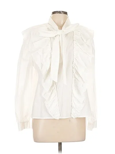 Pre-owned Zara Long Sleeve Blouse In White