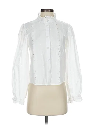 Pre-owned Zara Long Sleeve Blouse In White