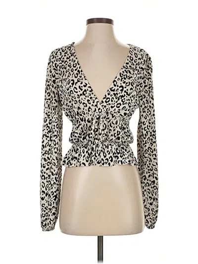Pre-owned Zara Long Sleeve Blouse In White