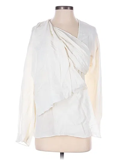 Pre-owned Zara Long Sleeve Blouse In White