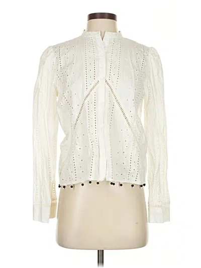 Pre-owned Zara Long Sleeve Blouse In White