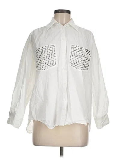 Pre-owned Zara Long Sleeve Blouse In White