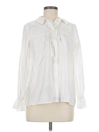 Pre-owned Zara Long Sleeve Blouse In White