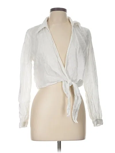 Pre-owned Zara Long Sleeve Blouse In White