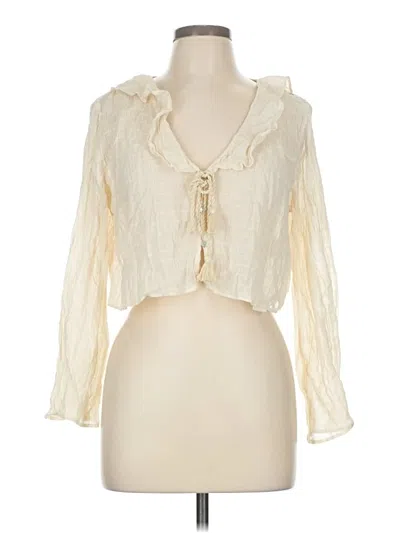 Pre-owned Zara Long Sleeve Blouse In White