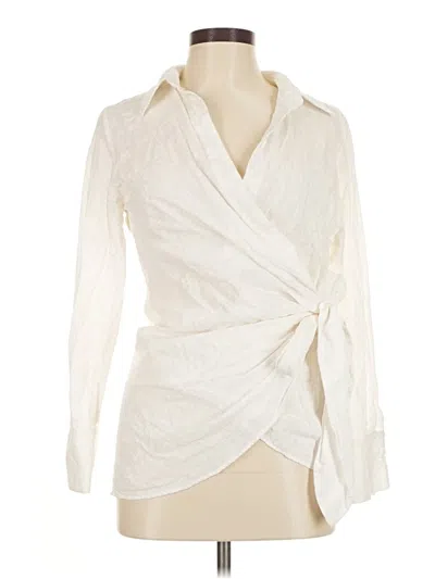 Pre-owned Zara Long Sleeve Blouse In White