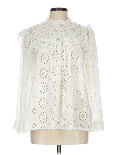 Pre-owned Zara Long Sleeve Blouse In White