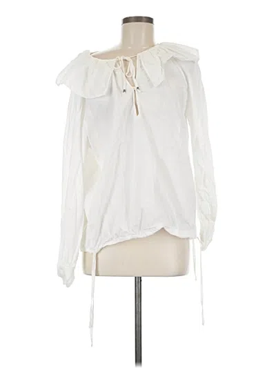 Pre-owned Zara Long Sleeve Blouse In White