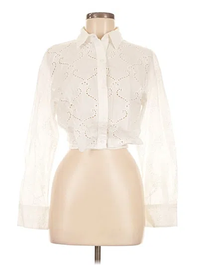 Pre-owned Zara Long Sleeve Blouse In White