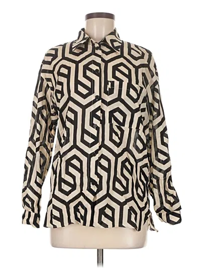 Pre-owned Zara Long Sleeve Blouse In White