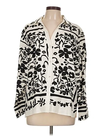 Pre-owned Zara Long Sleeve Blouse In White