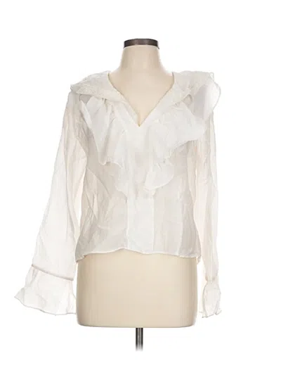 Pre-owned Zara Long Sleeve Blouse In White