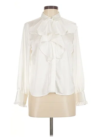 Pre-owned Zara Long Sleeve Blouse In White
