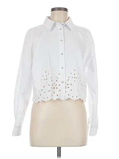 Pre-owned Zara Long Sleeve Blouse In White