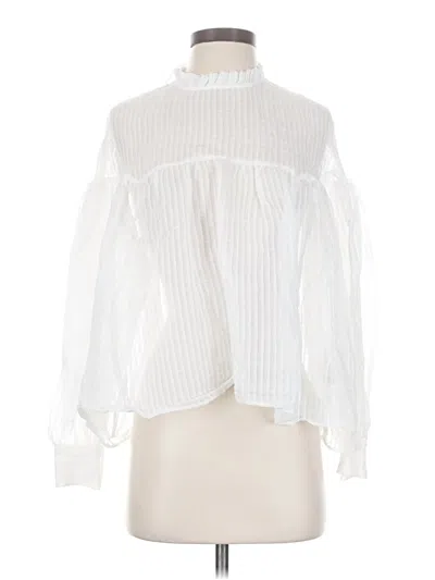 Pre-owned Zara Long Sleeve Blouse In White