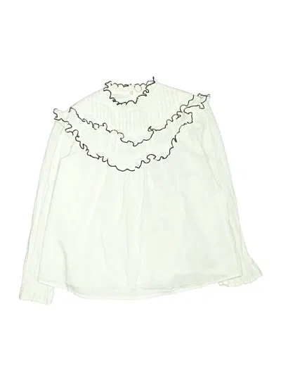 Pre-owned Zara Kids' Long Sleeve Blouse In White