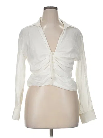 Pre-owned Zara Long Sleeve Blouse In White
