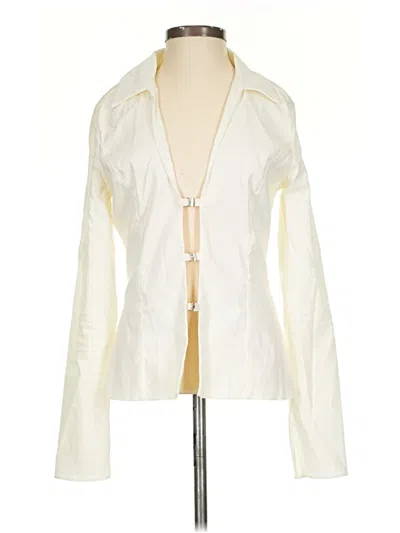 Pre-owned Zara Long Sleeve Blouse In White