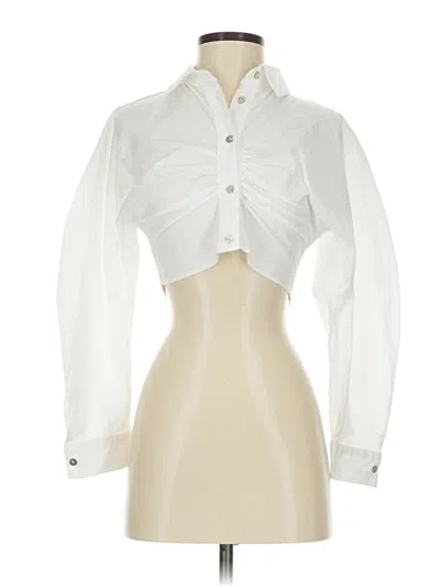 Pre-owned Zara Long Sleeve Blouse In White