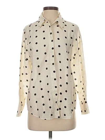 Pre-owned Zara Long Sleeve Blouse In White