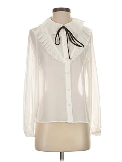 Pre-owned Zara Long Sleeve Blouse In White