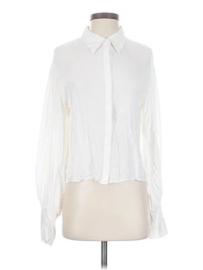 Pre-owned Zara Long Sleeve Blouse In White