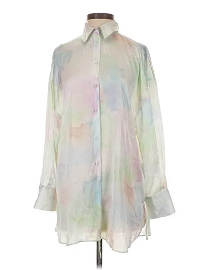 Pre-owned Zara Long Sleeve Blouse In White