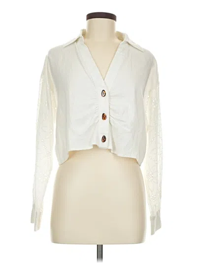 Pre-owned Zara Long Sleeve Blouse In White