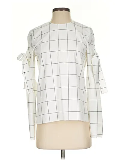 Pre-owned Zara Long Sleeve Blouse In White
