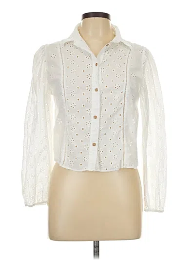 Pre-owned Zara Long Sleeve Blouse In White
