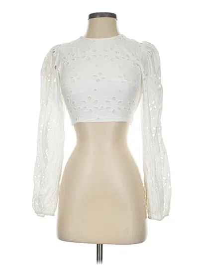 Pre-owned Zara Long Sleeve Blouse In White