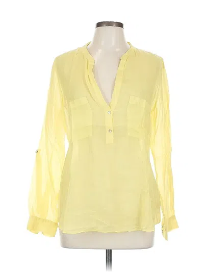 Pre-owned Zara Long Sleeve Blouse In Yellow